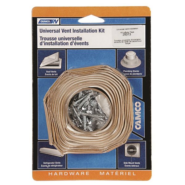 Camco UNIVERSAL VENT INSTALLATION KIT W/WHITE BUTYL TAPE 3/4 IN WIDE 8 FT LO 25013